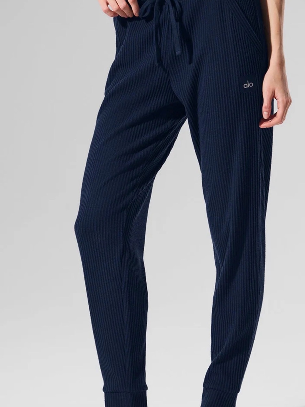 ALO Yoga Navy Ribbed Drawstring Joggers